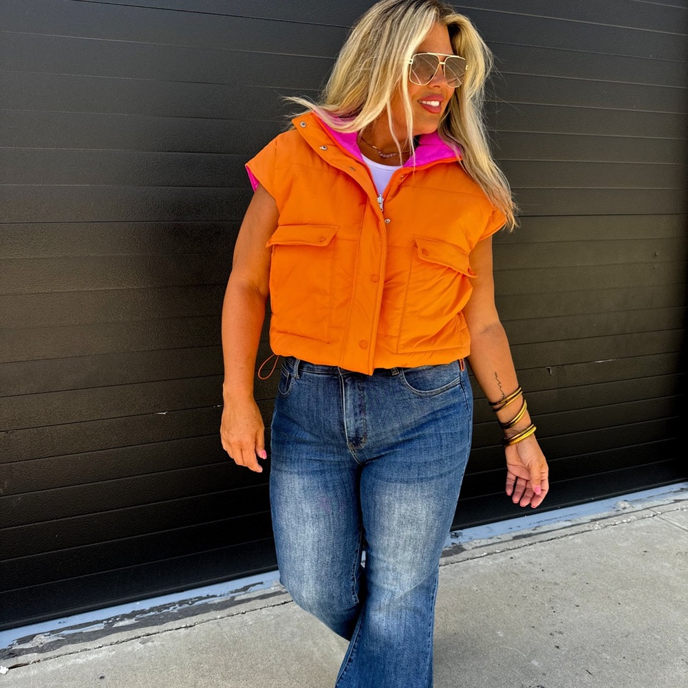 Plus size Maddox Vest by Blakeley in Pink and Orange reversible